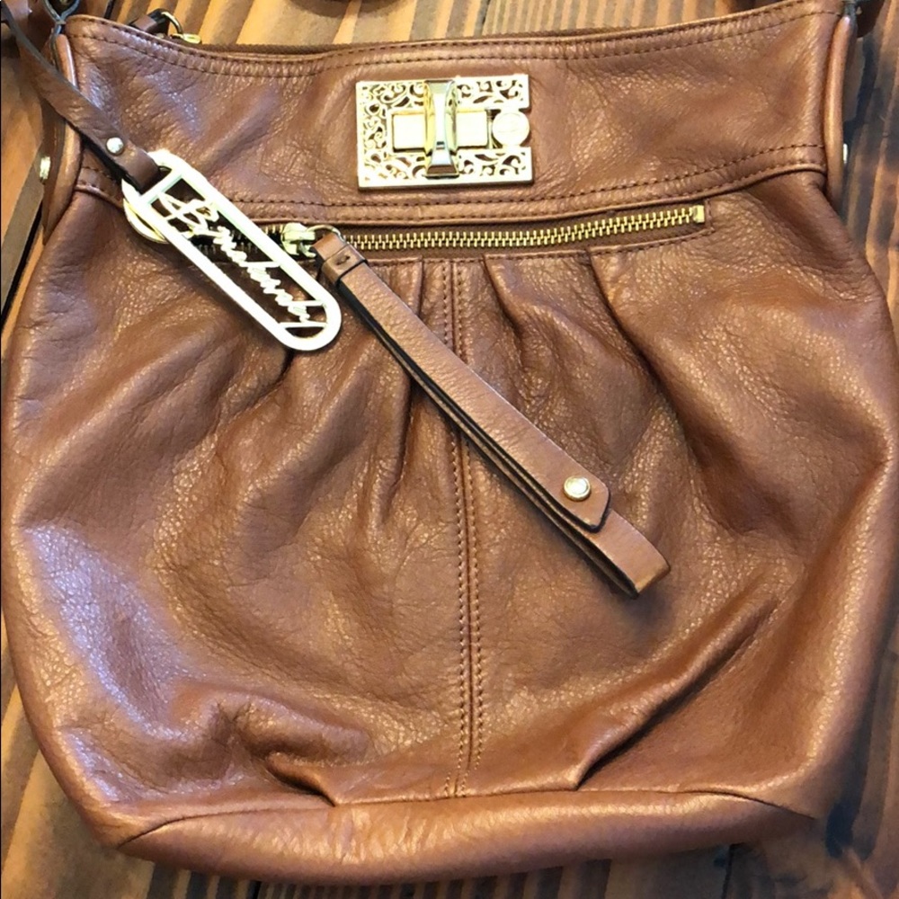 Medium brown leather crosssbody